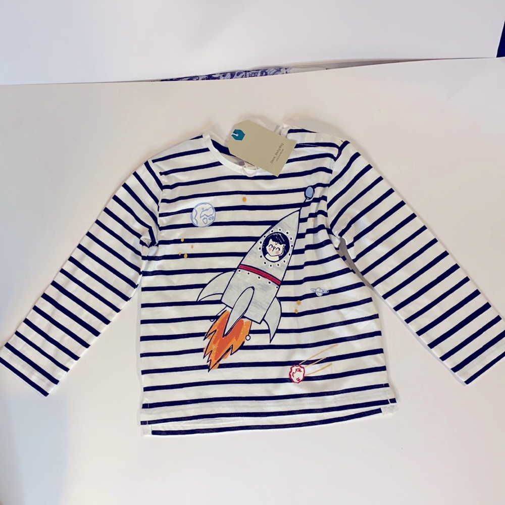 Zara Baby Boy Stripe Rocket Long Sleeve Shirt